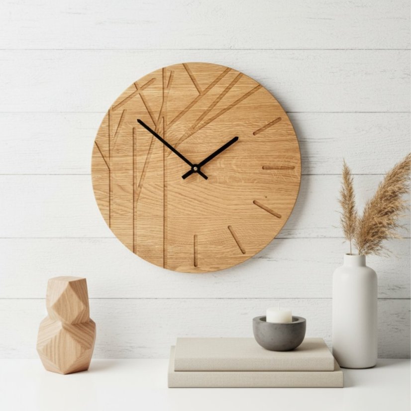 Hodiny TREE - Barva ručiček: Bílé ručky, Velikost HODIN: ø 50cm (+1 690 Kč)