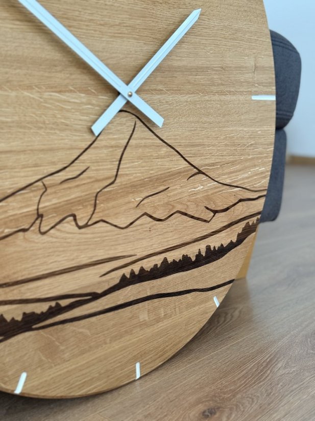 Hodiny HOOD XL - Barva: bílé čárky, Barva ruček: Bílé ručky