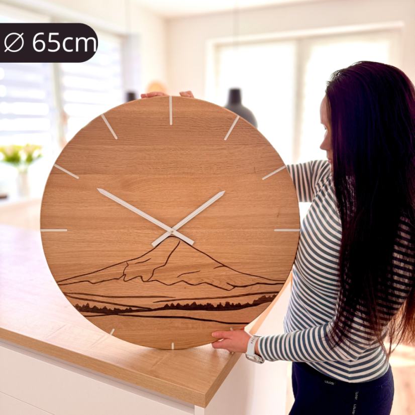 Hodiny HOOD XL - Barva: bílé čárky, Barva ručiček: Černé ručky