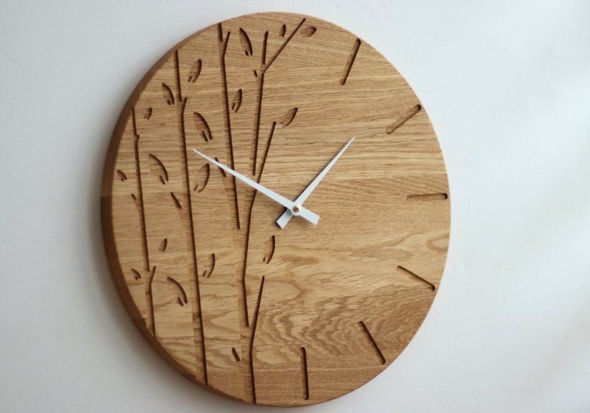 Hodiny NATURE - Barva ručiček: Bílé ručky, Velikost HODIN: ø 34cm